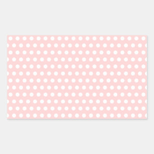 Pegatina Rectangular Puntos de polka blanco sobre rosa pálido