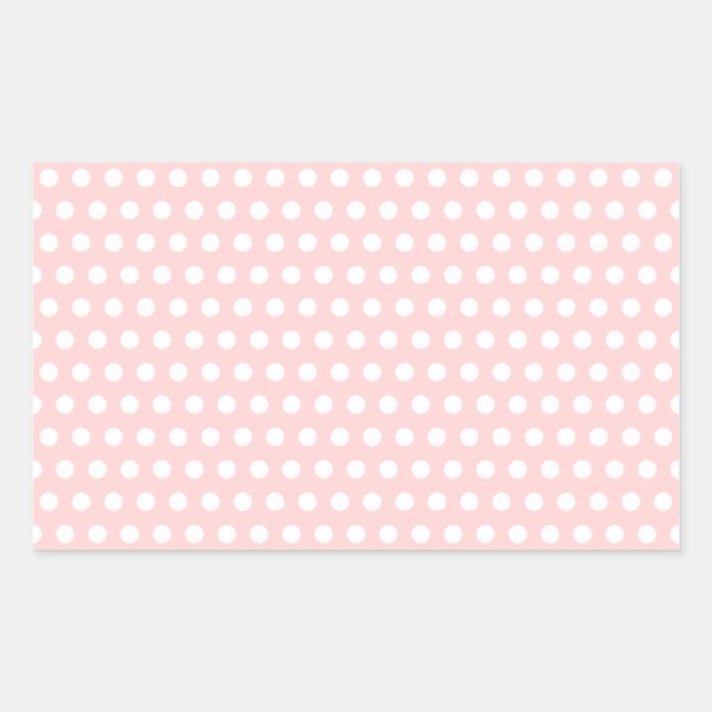 Pegatina Rectangular Puntos de polka blanco sobre rosa pálido (Anverso)
