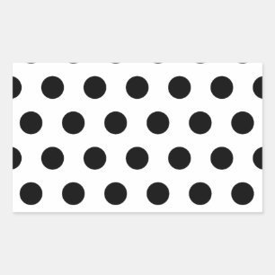 Pegatina Rectangular Puntos de polka blancos y negros personalizados