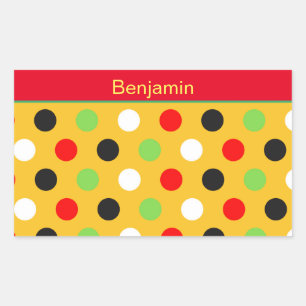 Pegatina Rectangular Puntos de polka cúrcuta