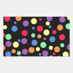 Pegatina Rectangular Puntos de polka de colores vivos
