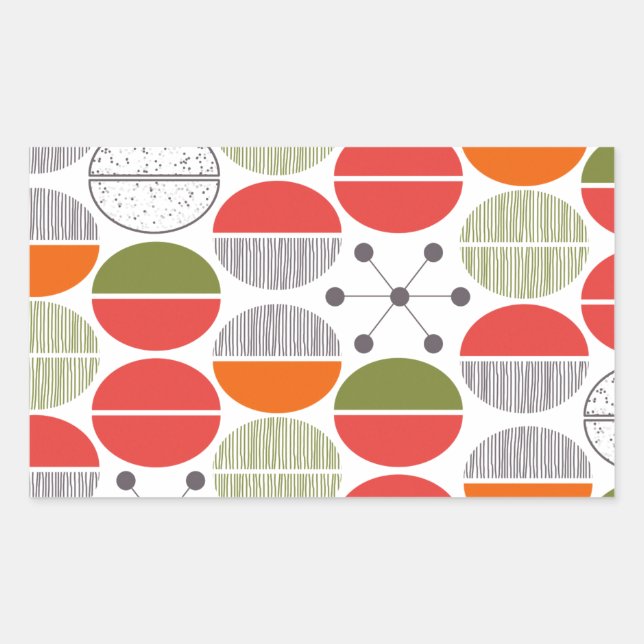 Pegatina Rectangular Puntos modernos de polka geométrica retro (Anverso)