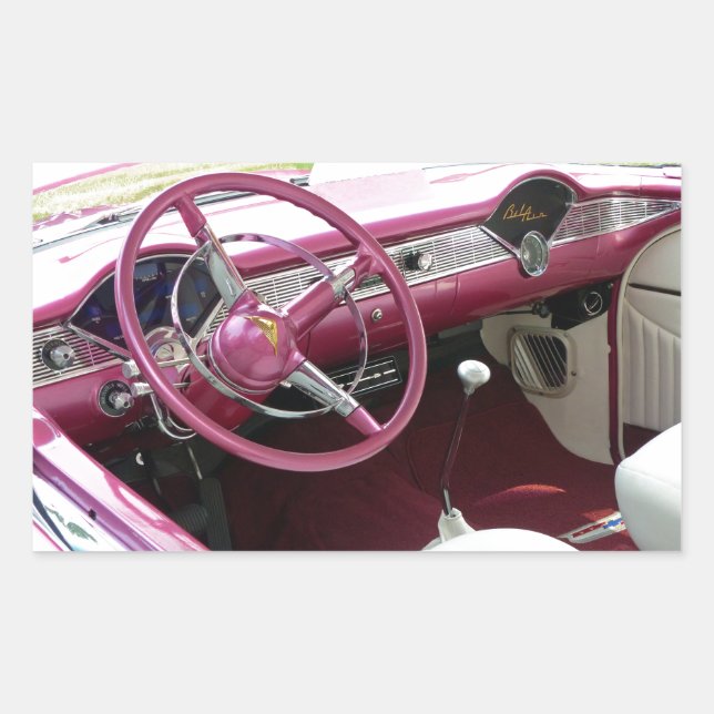 Pegatina Rectangular Purple Chevy Bel Air (Anverso)