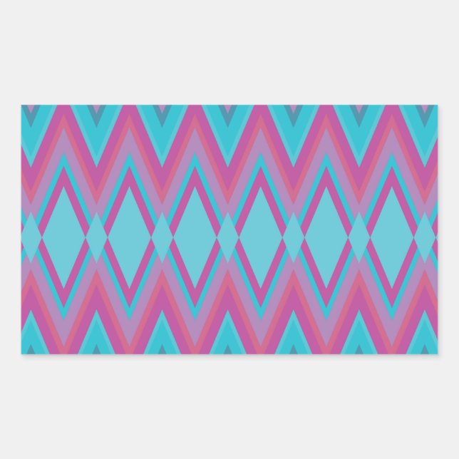 Pegatina Rectangular Púrpura y tribal de Aqua (Anverso)