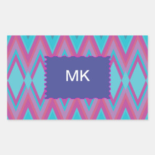 Pegatina Rectangular Púrpura y tribal de Aqua