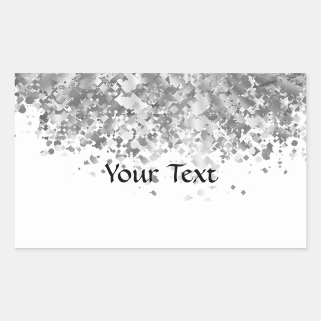 Pegatina Rectangular Purpurina blanco y falso personalizado (Anverso)