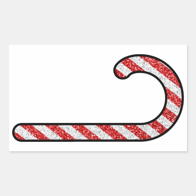 Pegatina Rectangular Purpurina Candy Cane (Anverso)