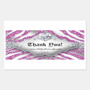 Pegatina Rectangular Purpurina de corazón dulce de cebra de San Valentí