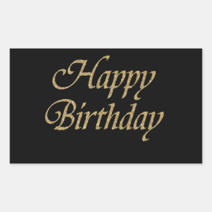 Pegatina Rectangular Purpurina de oro Feliz cumpleaños