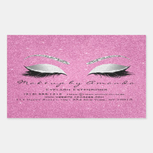 Pegatina Rectangular Purpurina gris subió rosa de la belleza de RSVP