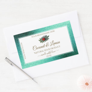 Pegatina Rectangular Purpurina metálico verde azulado Ladybug de etique