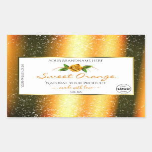 Pegatina Rectangular Purpurina naranja Etiquetas de producto blancas Ro
