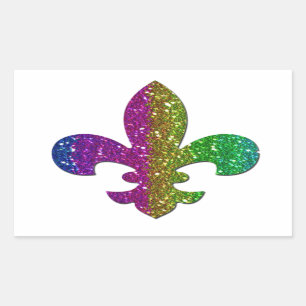 Pegatina Rectangular Purpurina Sparkle Fleur De Lis Multi Color add nam