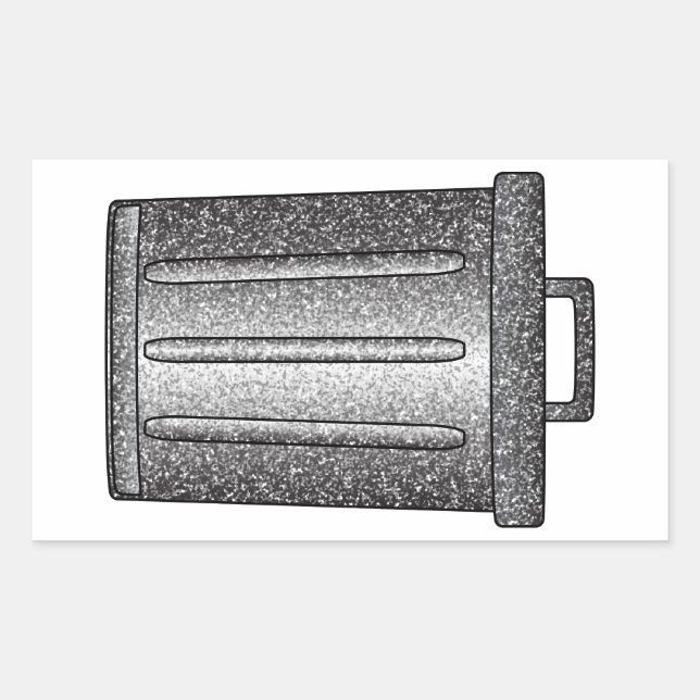 Pegatina Rectangular Purpurina Trash Can (Anverso)