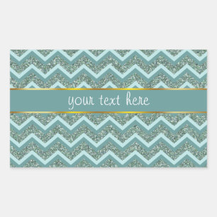 Pegatina Rectangular Purpurina verde azulado