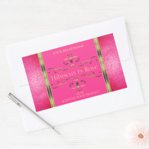 Pegatina Rectangular Purpurinas de marcas de productos de color rosa y