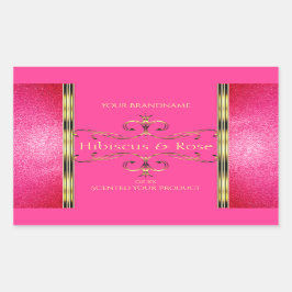 Pegatina Rectangular Purpurinas de marcas de productos de color rosa y 