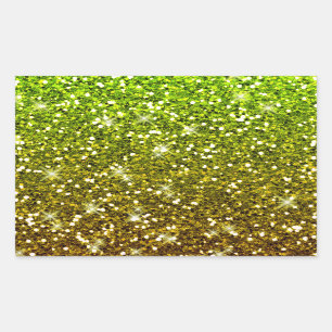 Pegatina Rectangular Purpurinas de oro verde brillante