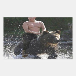 Pegatina Rectangular ¡Putin monta un oso!