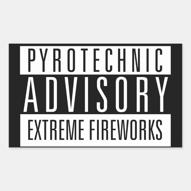 Pegatina Rectangular Pyrotechnic Advisory - Fireworks Extremas (Anverso)