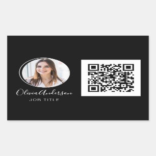 Pegatina Rectangular QR Code Professional Photo White Business Card Rec