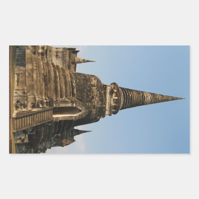 Pegatina Rectangular ¿Qué es Phra Si Sanphet? Ayutthaya, Tailandia (Anverso)