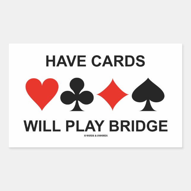 Pegatina Rectangular Que las tarjetas jueguen el puente (Cuatro juegos  (Anverso)