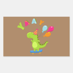 Pegatina Rectangular ¡Que se burle de un Fiesta Dino-Mite!