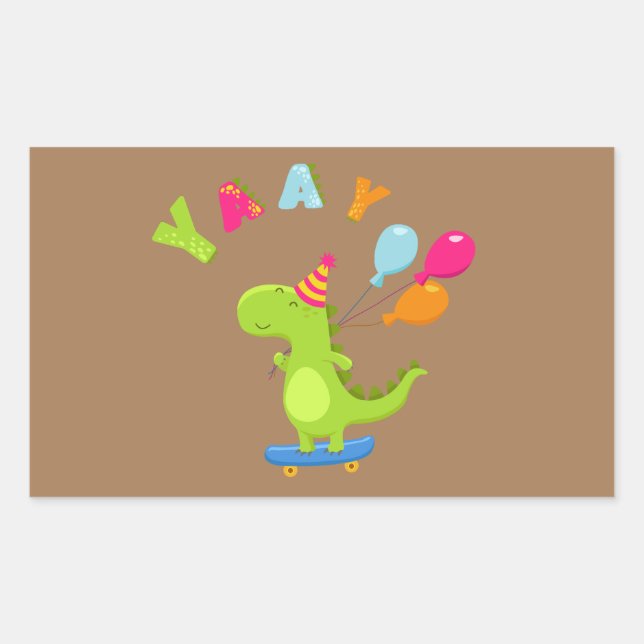 Pegatina Rectangular ¡Que se burle de un Fiesta Dino-Mite! (Anverso)