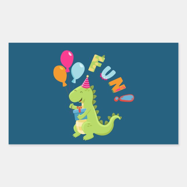 Pegatina Rectangular ¡Que se burle de un Fiesta Dino-Mite! (Anverso)