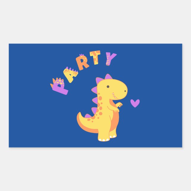 Pegatina Rectangular ¡Que se burle de un Fiesta Dino-Mite! (Anverso)