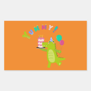 Pegatina Rectangular ¡Que se burle de un Fiesta Dino-Mite!