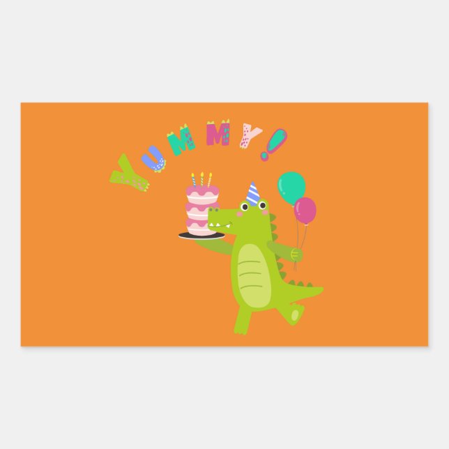 Pegatina Rectangular ¡Que se burle de un Fiesta Dino-Mite! (Anverso)