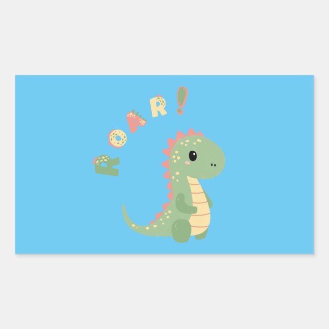 Pegatina Rectangular ¡Que se burle de un Fiesta Dino-Mite! (Anverso)