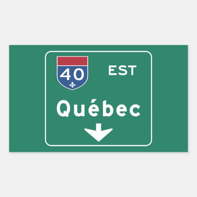 Pegatina Rectangular Quebec, Rótulo vial de Canadá (Anverso)