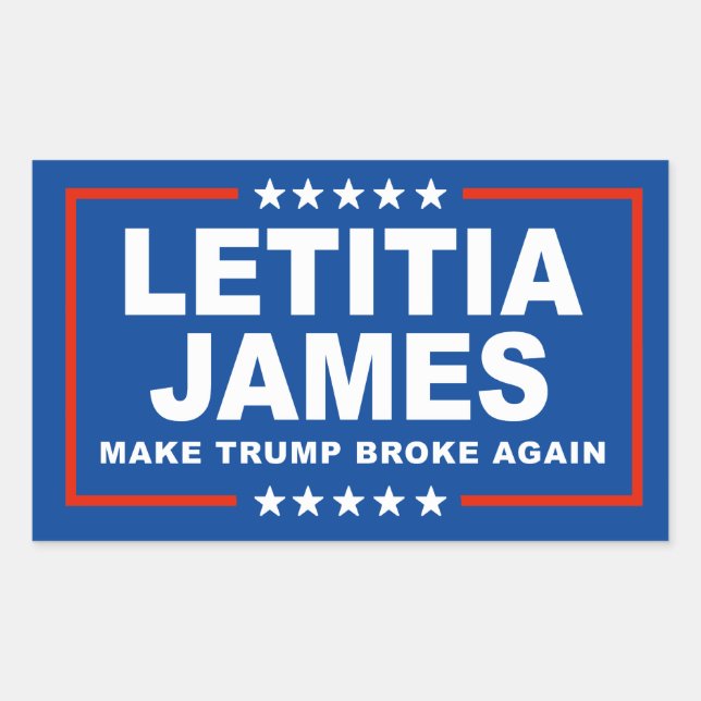 Pegatina Rectangular Quebrarle a Trump de Nuevo - Letitia James (Anverso)
