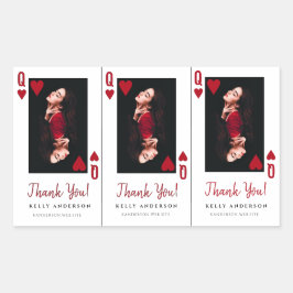 Pegatina Rectangular Queen of Hearts Photo Hairdresser Thank You