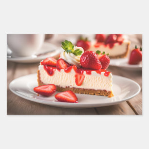 Pegatina Rectangular Quesecake de fresa