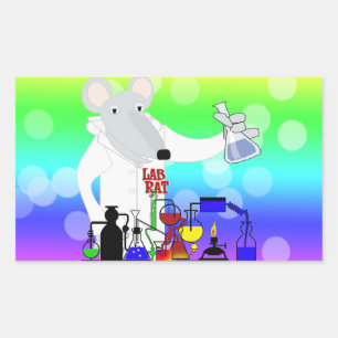 PEGATINA RECTANGULAR QUÍMICA LAB RAT