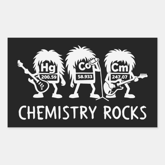 Pegatina Rectangular Química Rocks Banda De Rock De Ciencia (Anverso)