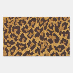 Pegatina Rectangular RAB Rockabilly Estampado Leopardo Marrón Dorado