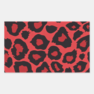 Pegatina Rectangular RAB Rockabilly Estampado Leopardo Rojo Negro