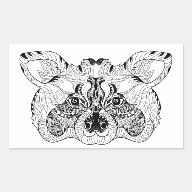 Pegatina Rectangular Raccoon inspirado (Anverso)