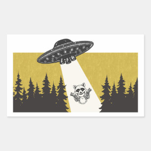 Pegatina Rectangular Raccoon UFO