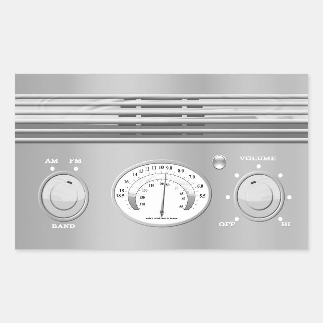 Pegatina Rectangular Radio de vídeo cromada (Anverso)