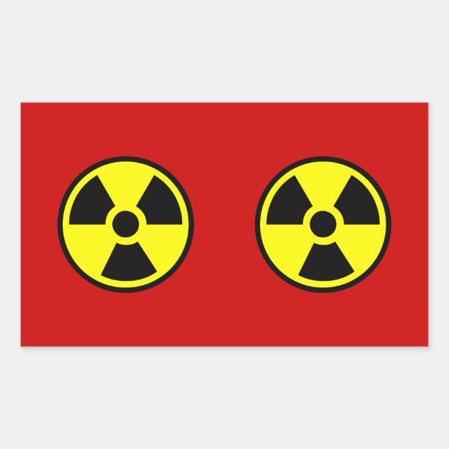 Pegatina Rectangular Radioactivo dos (Anverso)