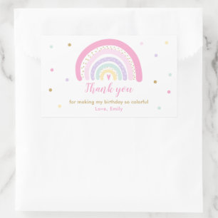 Pegatina Rectangular Rainbow Baby Shower Pastel Favor