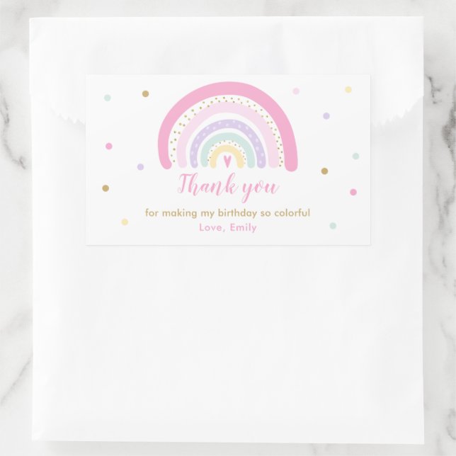 Pegatina Rectangular Rainbow Baby Shower Pastel Favor (Bolso)