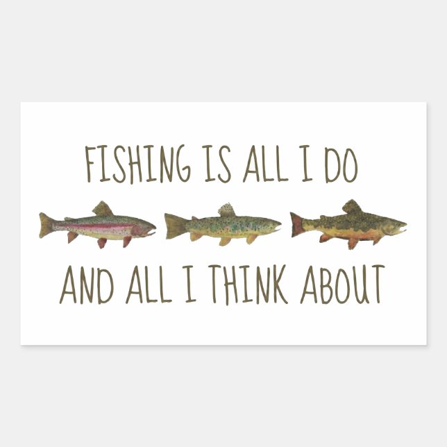 Pegatina Rectangular Rainbow Brown Brook Trout Fishing Quote (Anverso)