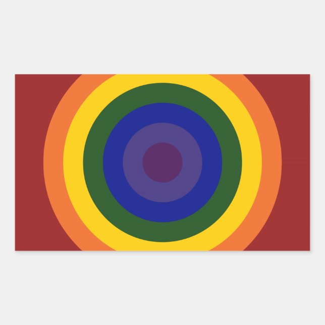 Pegatina Rectangular Rainbow Bullseye (Anverso)